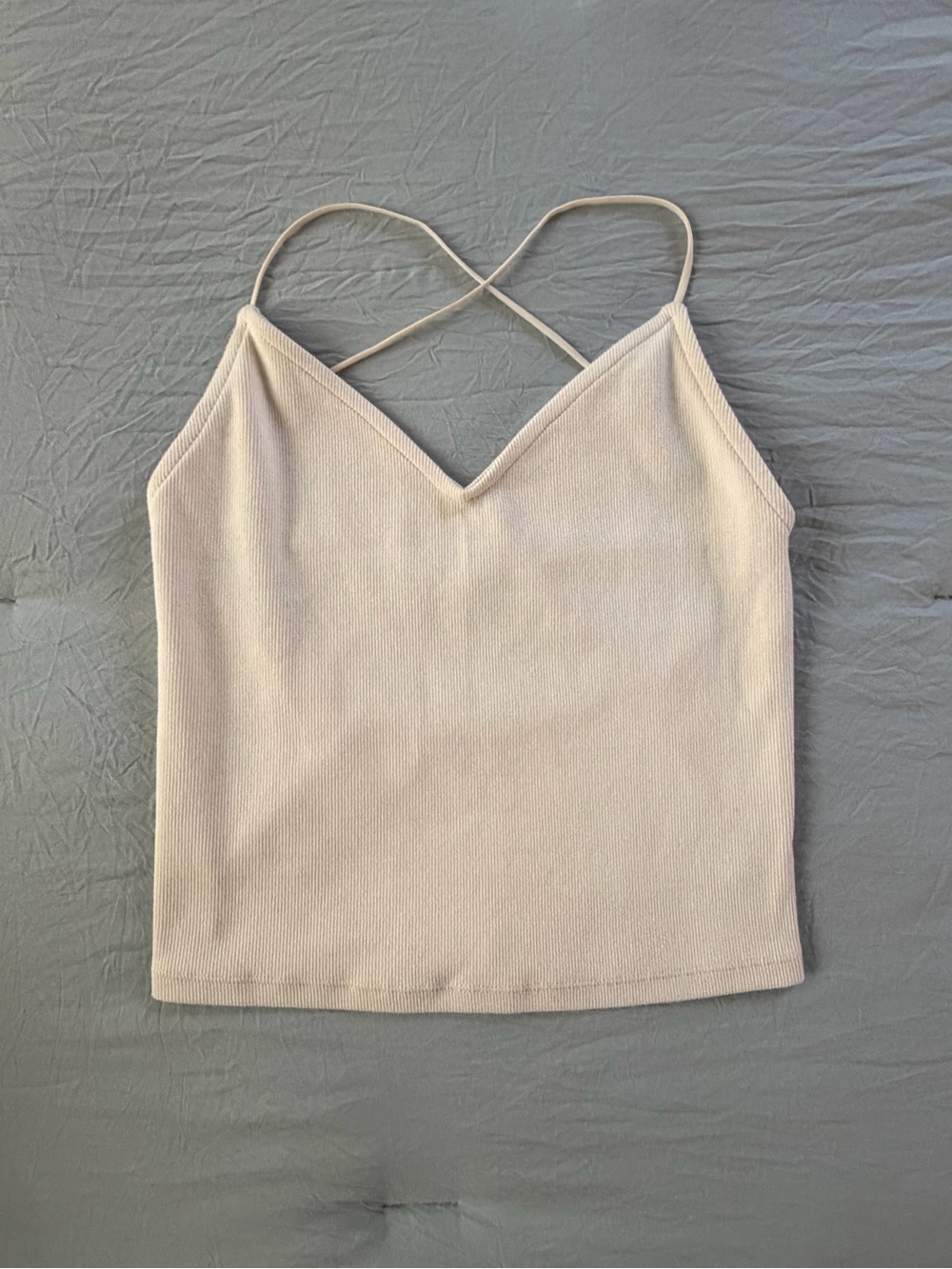 American Eagle Outfitters Cream Cross‑Strap V-Neck Top